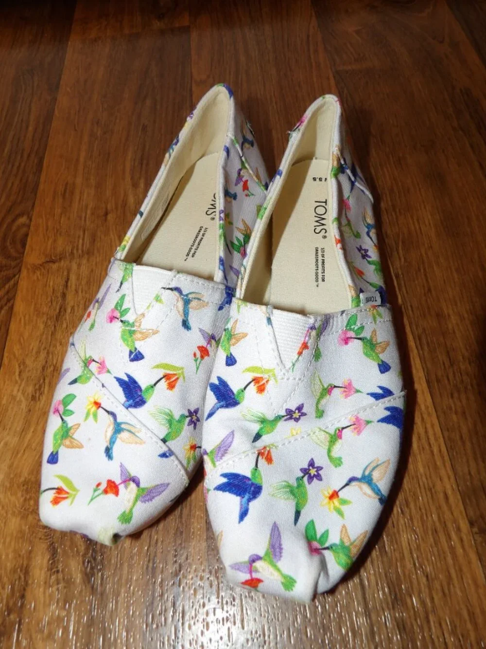 TOMS Alpargata Cloud Gray Hummingbird Slip-On Flats Size 5.5